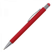 Ручка шариковая металлическая со стилусом SALT LAKE софт тач, металлическая, красная