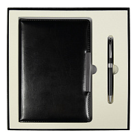 Набор подарочный Solution Duo (ежедневник City Moderna Pristine, ручка Gamma) черный с  серебром