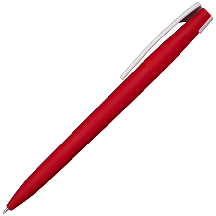 Ручка шариковая, пластиковая, софт тач, красная/белая, Zorro